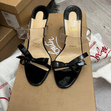 Authentic Christian Louboutin black PVC Slipper heels 5UK 38EU 8US