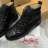 Authentic Christian Louboutin Black Cristal Python Sneakers 7UK 41 8US
