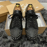 Authentic Christian Louboutin Black Leather Spikes Sneakers 9UK 43 10US