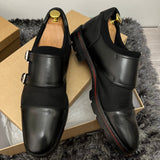 Authentic Christian Louboutin Black Monk Leather Shoes 7.5UK 41.5 8.5US