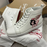 Authentic Christian Louboutin White Leather Donna Pin Up Sneakers 12UK 46 13US