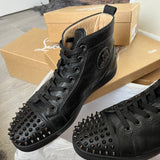 Authentic Christian Louboutin Black Grained Leather Sneakers 9UK 43 10US