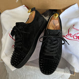 Authentic Christian Louboutin Black Suede Junior Sneakers 7.5UK 41.5 8.5US