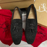 Authentic Christian Louboutin Black Sparkle Loafers Shoes 9UK 43EU 10US
