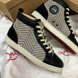 Authentic Christian Louboutin Beige Black Woven sneakers 9.5UK 9.5 43.5