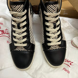 Authentic Christian Louboutin Beige Black Woven sneakers 9.5UK 9.5 43.5