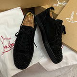 Authentic Christian Louboutin Black Degra Strass Suede Sneakers 8UK 42 8 9US