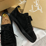Authentic Christian Louboutin Black Degra Strass Suede Sneakers 8UK 42 8 9US