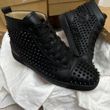 Authentic Christian Louboutin Black Leather Spikes Sneakers 11UK 45 12US