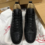 Authentic Christian Louboutin Black Leather Spikes Sneakers 11UK 45 12US