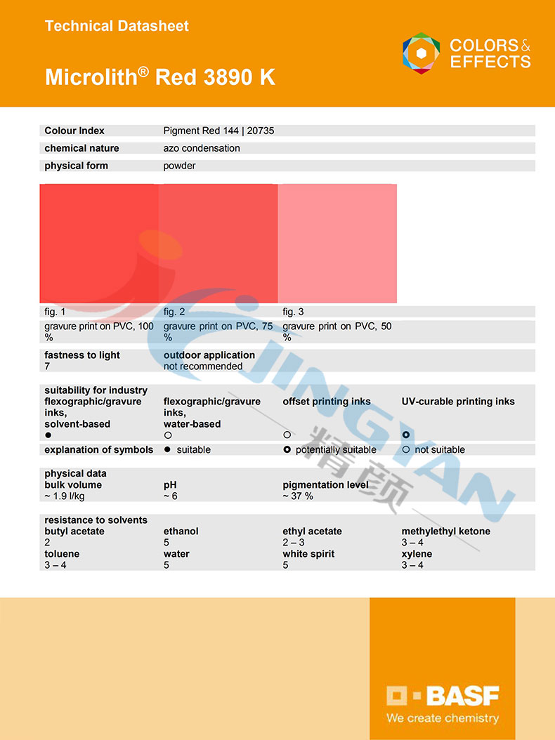 巴斯夫3890K纳米颜料TDS技术数据报告